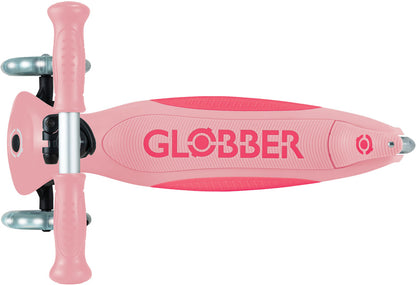 Globber Mini Scooter | Primo Foldable Plus Lights | Pastel Pink - Fuchsia