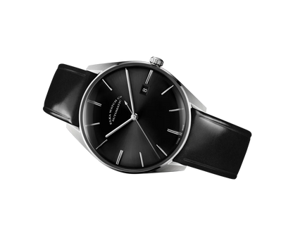  Montre Elka - Bracelet semi-brillant noir élégant ⌚ D04-0807