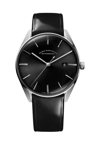  Montre Elka - Bracelet semi-brillant noir élégant ⌚ D04-0807