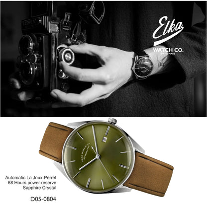  Elka Montre - Bracelet en Cuir Cognac - Elégance Intemporelle ⌚ D05-0804