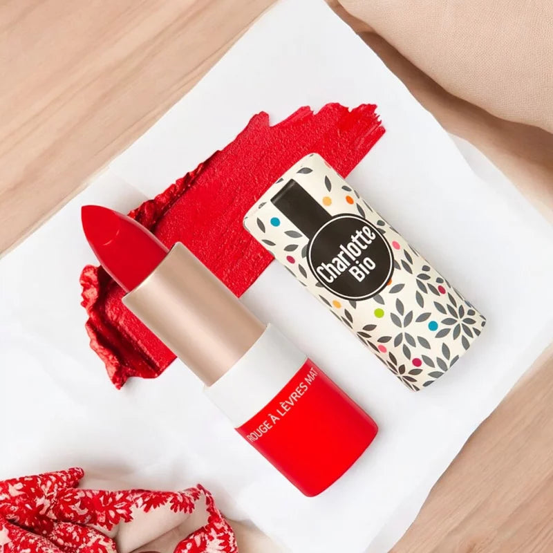 Matter Lippenstift Echte Rot BIO - 3.5g - Charlotte Bio