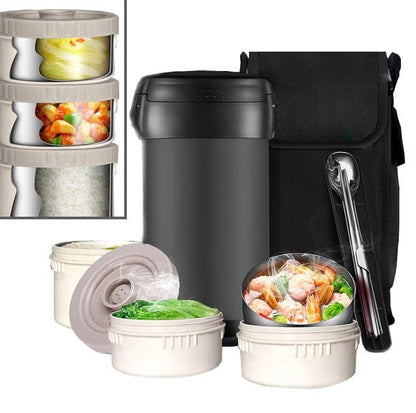 Thermo Lunchbox Edelstahl – 3 Boxen, 12h Warm & Bestecketui