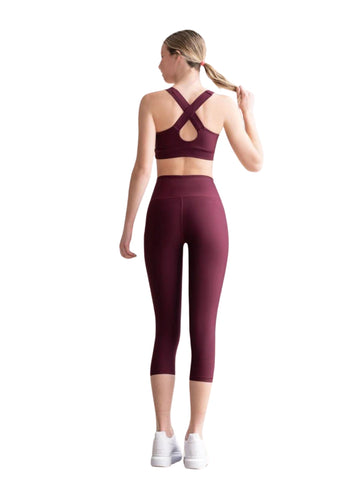 StylishFit - Leggings Capri Bordeaux - Restez Actif et Confiant 🏃‍♀️✨