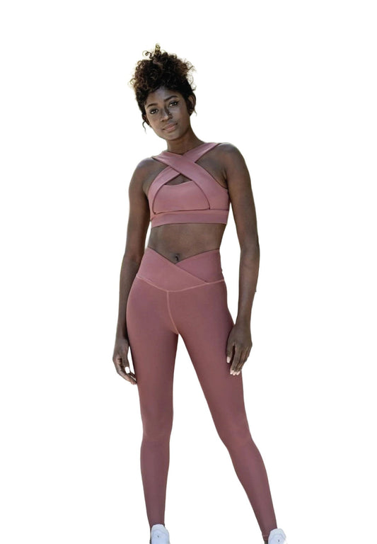 1100 Ve Waist Leggings in Dark Rose