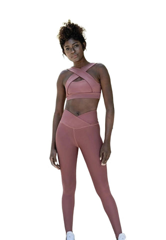 1100 Ve Waist Leggings in Dark Rose