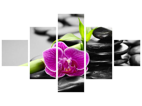Leinwandbild 5-teilig Feng-Shui-Orchidee