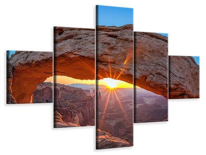 Leinwandbild 5-teilig Sonnenuntergang am Mesa Arch
