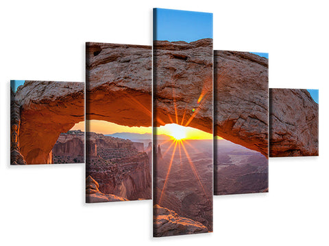 Leinwandbild 5-teilig Sonnenuntergang am Mesa Arch