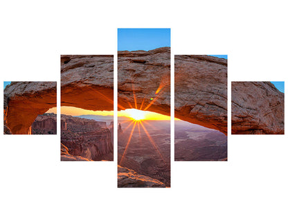 Leinwandbild 5-teilig Sonnenuntergang am Mesa Arch