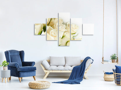 Leinwandbild 5-teilig Weisse Rosen