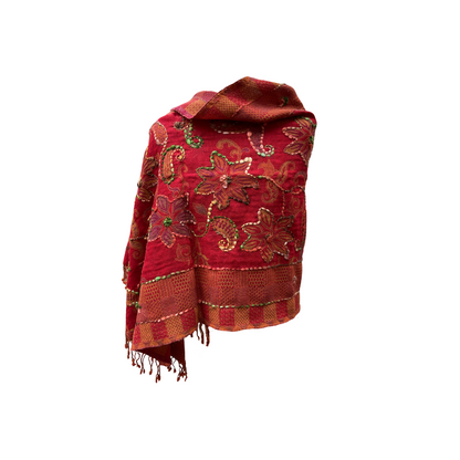 AISHITERU - Rubina Embroidered Wool Shawl - Timeless Craft, Vibrant Florals ✨🌺