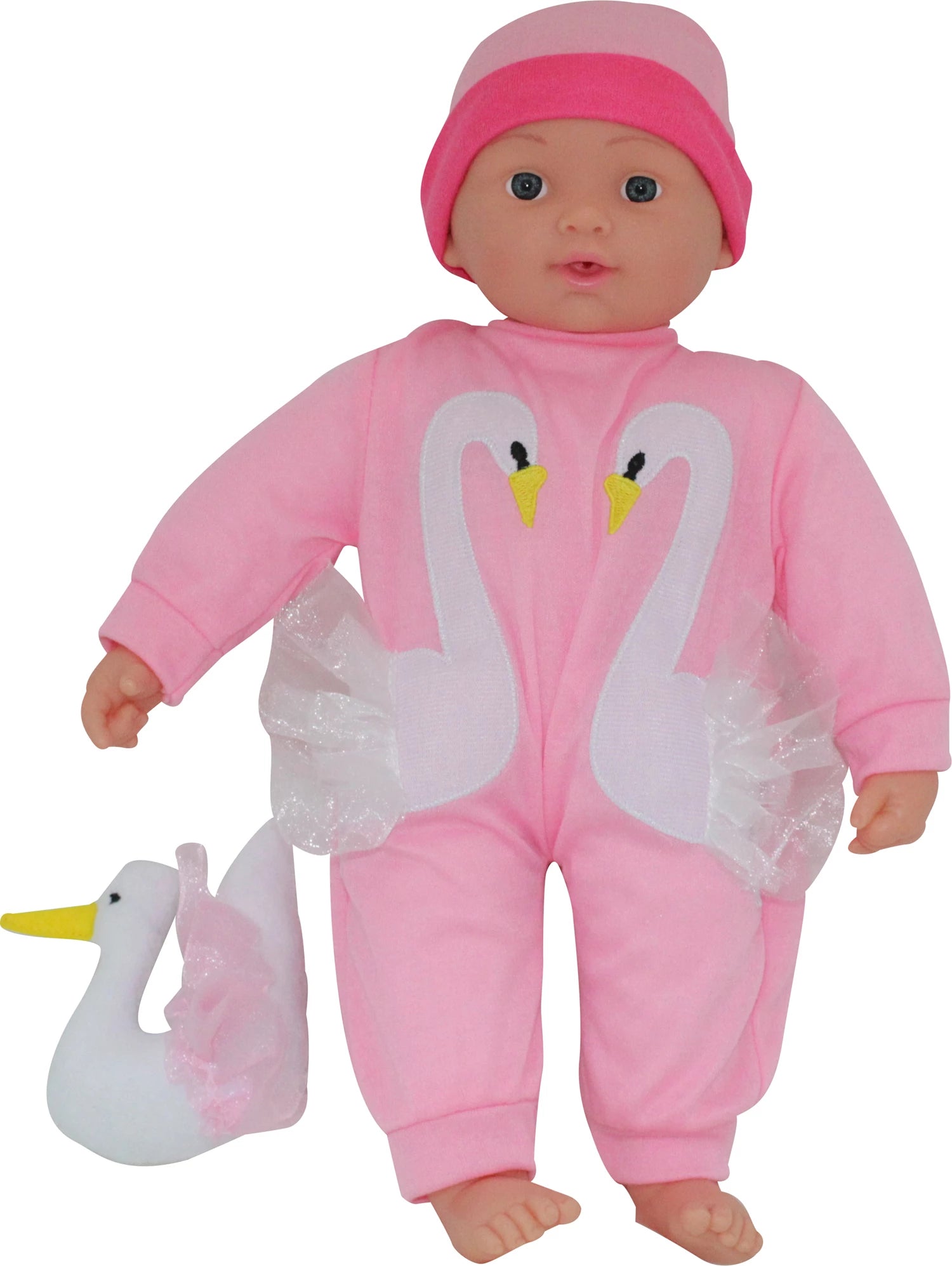 Puppe 41 cm mit Schwan