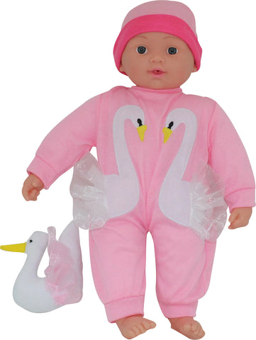 Puppe 41 cm mit Schwan