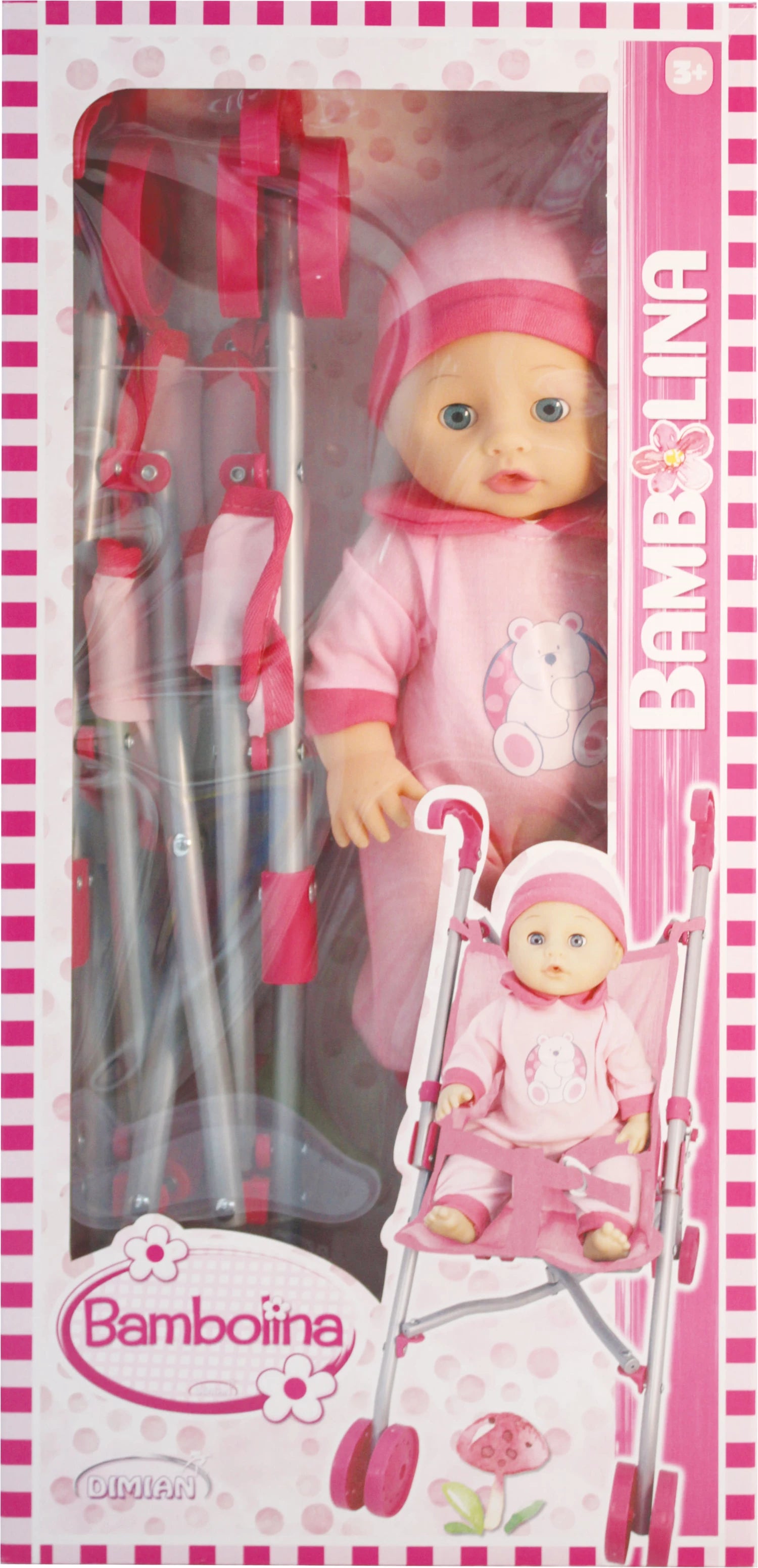 Puppe 36 cm mit Buggy