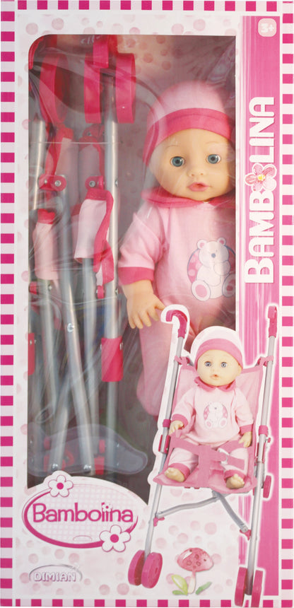 Puppe 36 cm mit Buggy