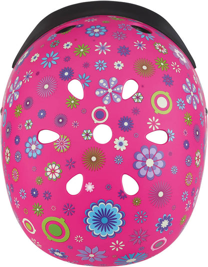 Globber | Kinderhelm | Elite Lights | XS-S | Deep pink flowers