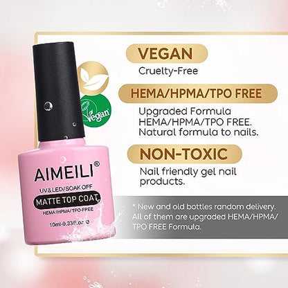 AIMEILI No Wipe Matte Top Coat Überlack UV LED Gellack Gel Nagellack Gel Nail Polish 10ml