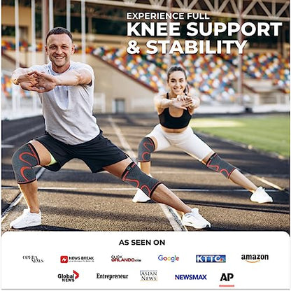 Modvel Kniebandage Set | Knie-Kompressionsbandage für Damen/Männer, Medizinischer Knieschützer, rutschfeste Atmungsaktiv für Kniescherzen Lindert, Laufen, Wandern, Joggen, Sport Basketball, Fußball