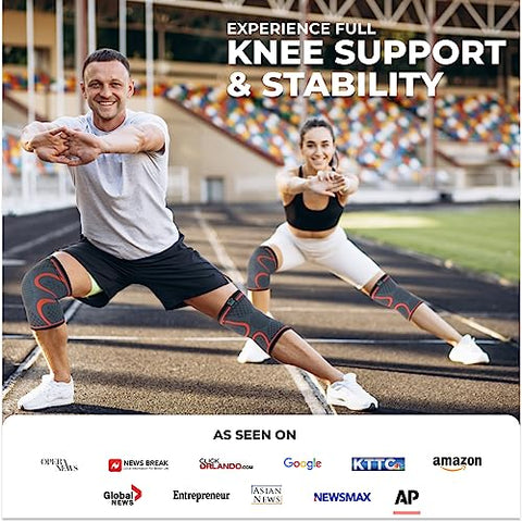 Modvel Kniebandage Set | Knie-Kompressionsbandage für Damen/Männer, Medizinischer Knieschützer, rutschfeste Atmungsaktiv für Kniescherzen Lindert, Laufen, Wandern, Joggen, Sport Basketball, Fußball
