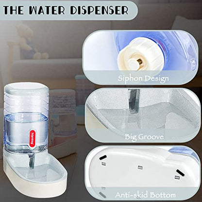 Automatischer Futterspender für kleine und mittelgroße Haustiere, 3,8 l, Reisefutterspender und Wasserspender für Hunde, Katzen, Haustiere (Gray)