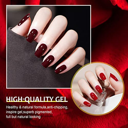 MAQUITA Gel Nagellack Set,Shellac Gellack Kit, Mehrfarbig Ablösbarer Nagelgel Farbgel Gel Nagel,Nagellack 8 Stk 8ml, Soak Off LED Gellack für Nail Art Karneval, Frauentag, Geburtstag - Rot Set