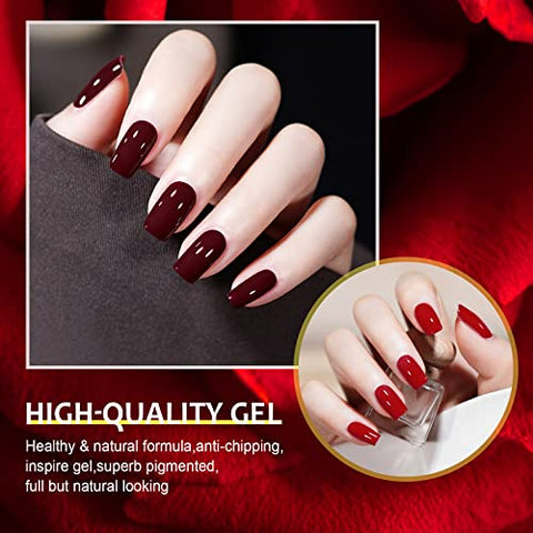 MAQUITA Gel Nagellack Set,Shellac Gellack Kit, Mehrfarbig Ablösbarer Nagelgel Farbgel Gel Nagel,Nagellack 8 Stk 8ml, Soak Off LED Gellack für Nail Art Karneval, Frauentag, Geburtstag - Rot Set