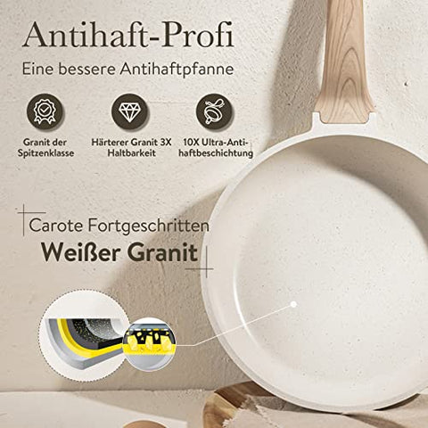 CAROTE Topfsets Pfannenset 12-Teilig,Pfanne 24,28cm,Topf 4/6.3L,Tiefe Bratpfanne 28cm,Antihaft-Beschichtung mit Deckel,Kochgeschirr-Set,Induktionspfanne