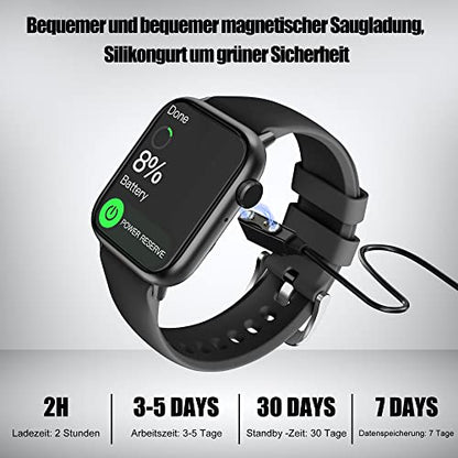 Tisoutec Smartwatch Damen Herren,Fitnessuhr Tracker mit Telefonfunktion 1.85" Touchscreen,Uhren Fitness Tracker IP67 Wasserdicht/Blutsauerstoff/Pulsmesser/Sportuhr Aktivitätstracker für Android/iOS
