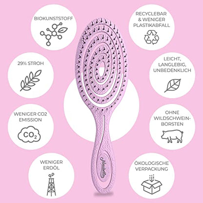 Ninabella Bio Haarbürste ohne Ziepen für Damen, Herren & Kinder - Entwirrbürste auch für Locken & Lange Haare - Einzigartige Profi Detangler-Bürste mit Spiralfeder