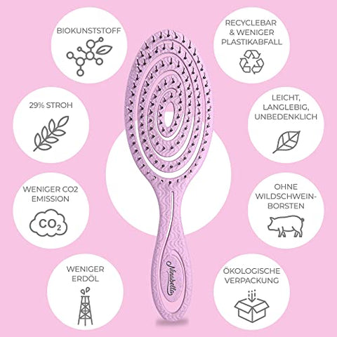 Ninabella Bio Haarbürste ohne Ziepen für Damen, Herren & Kinder - Entwirrbürste auch für Locken & Lange Haare - Einzigartige Profi Detangler-Bürste mit Spiralfeder