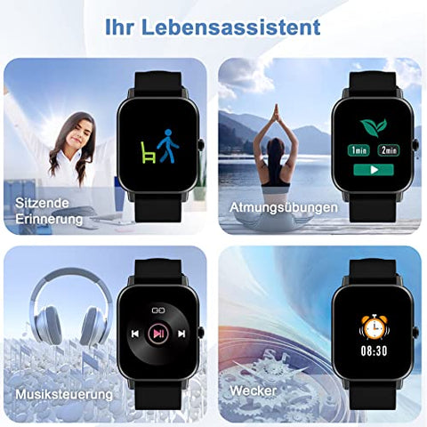 Blackview Smartwatch R3 Herren Damen Fitnessuhr,1,3 Zoll Smart Watch, Armbanduhr mit Pulsmesser Schlafmonitor Musiksteuerung SpO2,Schrittzähler Uhr Sportuhr, Aktivitätstracker für Android iOS,Schwarz