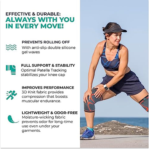 Modvel Kniebandage Set | Knie-Kompressionsbandage für Damen/Männer, Medizinischer Knieschützer, rutschfeste Atmungsaktiv für Kniescherzen Lindert, Laufen, Wandern, Joggen, Sport Basketball, Fußball