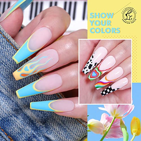 LILY'CUTE 12 Gel Liner Nail Art, Farben Gel Liner Nail Herbst Winter, UV Nagellack Liner Dunkelheit & Glitter Nail Gel Polish Set for Drawing Lines, Nagel Kunst Farbgel Nagelgel