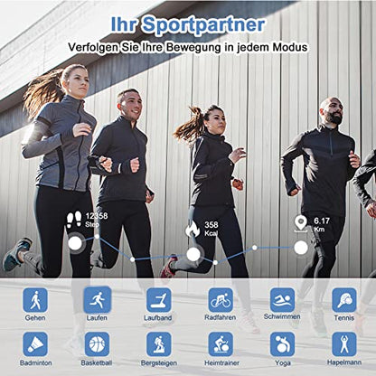 Blackview Smartwatch R3 Herren Damen Fitnessuhr,1,3 Zoll Smart Watch, Armbanduhr mit Pulsmesser Schlafmonitor Musiksteuerung SpO2,Schrittzähler Uhr Sportuhr, Aktivitätstracker für Android iOS,Schwarz