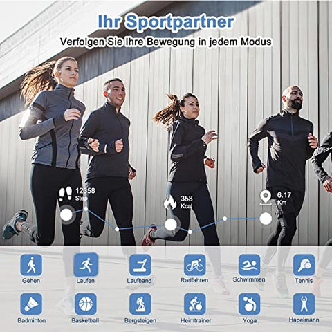 Blackview Smartwatch R3 Herren Damen Fitnessuhr,1,3 Zoll Smart Watch, Armbanduhr mit Pulsmesser Schlafmonitor Musiksteuerung SpO2,Schrittzähler Uhr Sportuhr, Aktivitätstracker für Android iOS,Schwarz