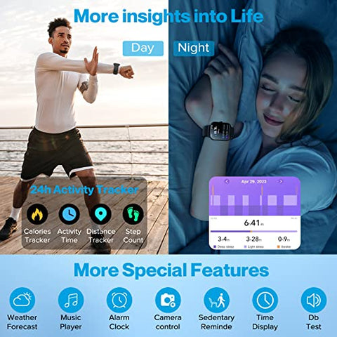 Aptkdoe Smartwatch Damen Herren mit Bluetooth Anrufe, 1.85 Zoll Voll Touch Screen Smart Watch, 112 Sportmodi Fitnessuhr, IP68 Wasserdicht Sportuhr mit Schrittzähler Schlafmonitor für iOS und Android