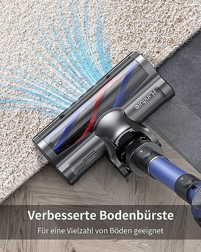 HONITURE Akku Staubsauger S12 Staubsauger Kabellos Beutellos 33000PA Starke Saugleistung, Kabelloser Akkusauger, bis zu 55 Min. Laufzeit, 400W, für zum Reinigen von Hartböden, Teppich