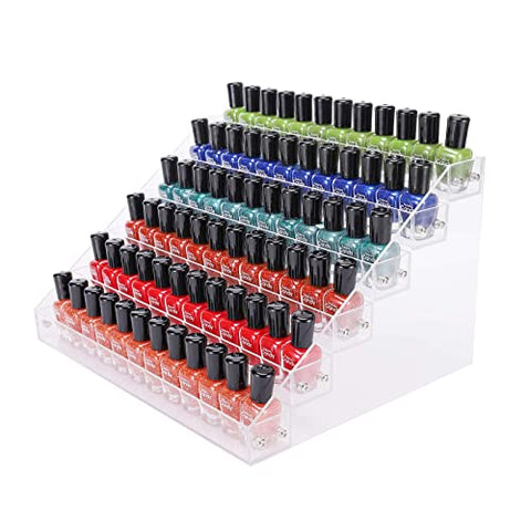 BTremary 6-tier Nagellack Aufbewahrung Organizer Display,Nagellackständer,Nagellack Regal,Acryl-Nagellack-Halter,Hält bis zu 96 Flaschen,parfüm aufbewahrung,Hautpflege-Organizer