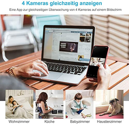 Little elf Überwachungskamera, [2023 Neu] Babyphone mit Kamera mit Bewegungserkennung, Nachtsicht, Zwei-Wege-Audio, 360 Grad Kamera Überwachung Innen, 1080P WLAN Kamera, Hunde Kamera mit APP, Alexa