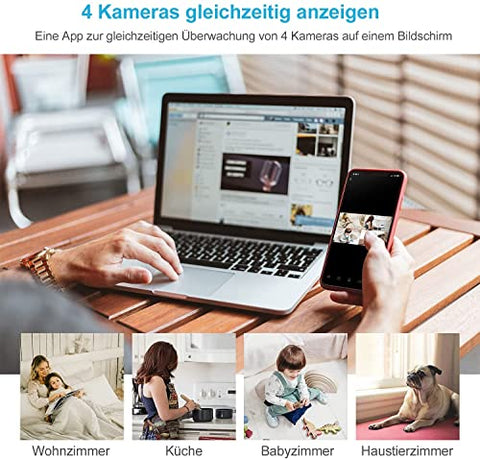 Little elf Überwachungskamera, [2023 Neu] Babyphone mit Kamera mit Bewegungserkennung, Nachtsicht, Zwei-Wege-Audio, 360 Grad Kamera Überwachung Innen, 1080P WLAN Kamera, Hunde Kamera mit APP, Alexa