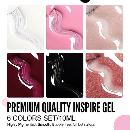 YOKEFELLLOW UV Gel Nagellack Set, 6PCS 10ml Gellack Nude Rosa Set,Semi Permanent Gel Nägel,Soak Off LED Kunst Maniküre Salon