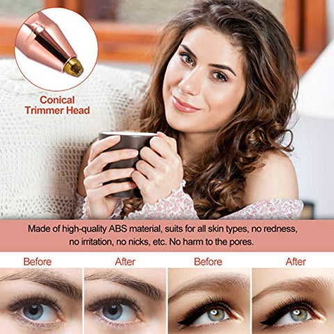 Augenbrauen Rasier, 2 in1 Gesichtshaarentferner Damen, USB Augenbrauen Trimmer, elektrischer Gesichtsepilierer Augenbrauentrimmer, eingebautem LED-Licht, USB Wiederaufladbar