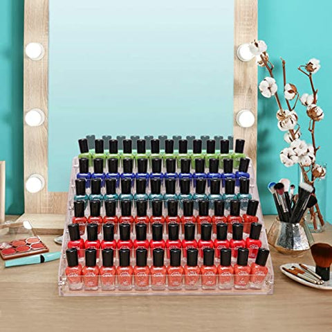 BTremary 6-tier Nagellack Aufbewahrung Organizer Display,Nagellackständer,Nagellack Regal,Acryl-Nagellack-Halter,Hält bis zu 96 Flaschen,parfüm aufbewahrung,Hautpflege-Organizer
