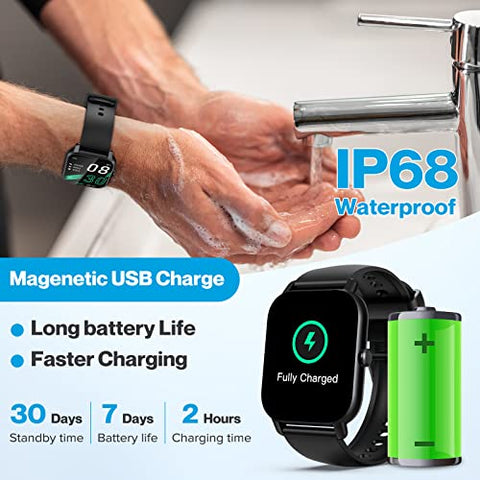 Aptkdoe Smartwatch Damen Herren mit Bluetooth Anrufe, 1.85 Zoll Voll Touch Screen Smart Watch, 112 Sportmodi Fitnessuhr, IP68 Wasserdicht Sportuhr mit Schrittzähler Schlafmonitor für iOS und Android