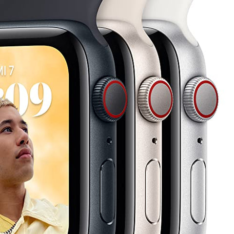 Apple Watch SE (2. Generation) (GPS, 40mm) Smartwatch - Aluminiumgehäuse Polarstern, Sportarmband Polarstern - Regular. Fitness-und Schlaftracker, Unfallerkennung, Herzfrequenzmesser, Wasserschutz