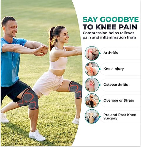 Modvel Kniebandage Set | Knie-Kompressionsbandage für Damen/Männer, Medizinischer Knieschützer, rutschfeste Atmungsaktiv für Kniescherzen Lindert, Laufen, Wandern, Joggen, Sport Basketball, Fußball