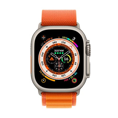Apple Watch Ultra (GPS + Cellular, 49mm) Smartwatch - Titangehäuse, Alpine Loop Orange - Medium. Fitnesstracker, präzisesGPS, Aktionstaste, extra Lange Batterielaufzeit, helleres Retina Display