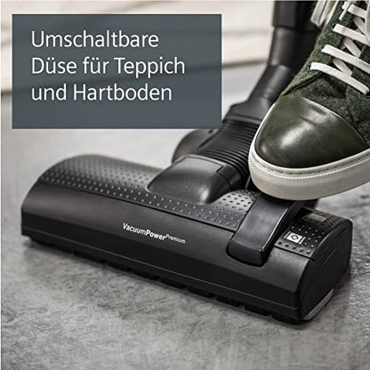Siemens Staubsauger mit Beutel Q5.0 extreme silencePower VSQ5X1230, Bodenstaubsauger, ideal für Allergiker, Hygiene-Filter, starke Saugleistung, Bodendüse für Parkett, Teppich, Fliesen, 850 W, schwarz