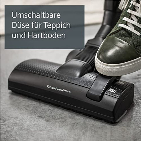 Siemens Staubsauger mit Beutel Q5.0 extreme silencePower VSQ5X1230, Bodenstaubsauger, ideal für Allergiker, Hygiene-Filter, starke Saugleistung, Bodendüse für Parkett, Teppich, Fliesen, 850 W, schwarz