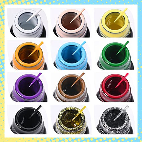 LILY'CUTE 12 Gel Liner Nail Art, Farben Gel Liner Nail Herbst Winter, UV Nagellack Liner Dunkelheit & Glitter Nail Gel Polish Set for Drawing Lines, Nagel Kunst Farbgel Nagelgel